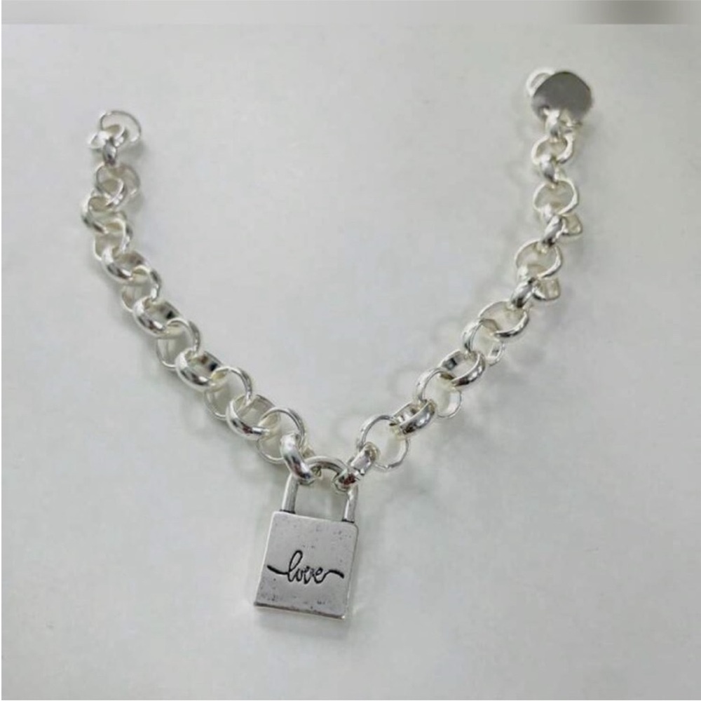 Silver Love Padlock Bracelet